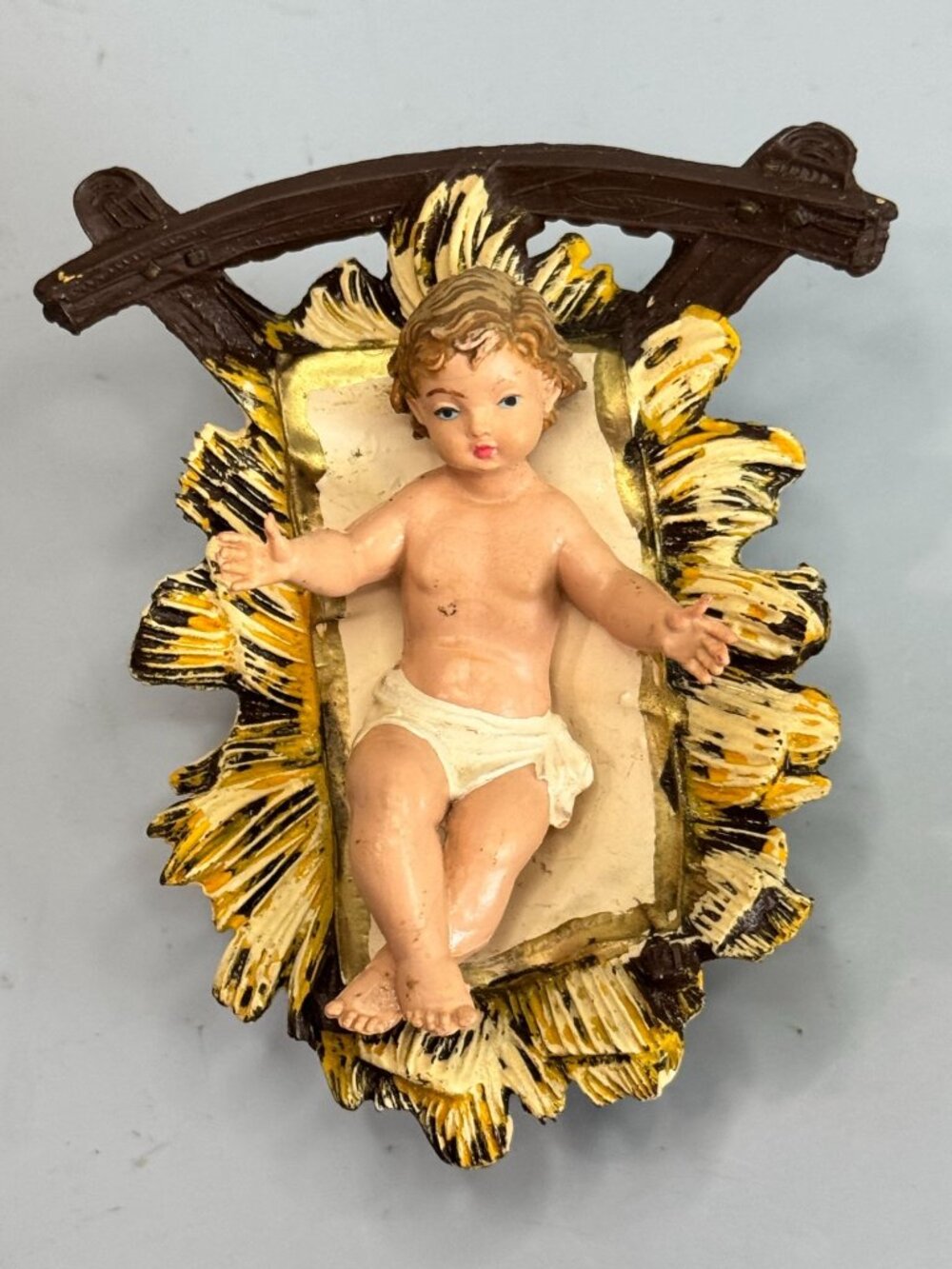 Vintage Italy Paper Mache Holy Family Nativity Mary Joseph Baby Jesus 8" Scale - Picture 5 of 16